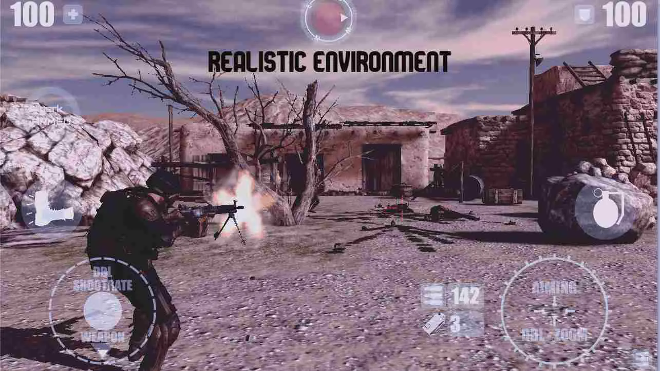 Ảnh 2 của Tải game Survival Zombie Shooter 2021 Mod APK 1.5 (God Mode) Cảnh tượng thành phố hoang tàn và bầy zombie đông đúc đang tiến tới