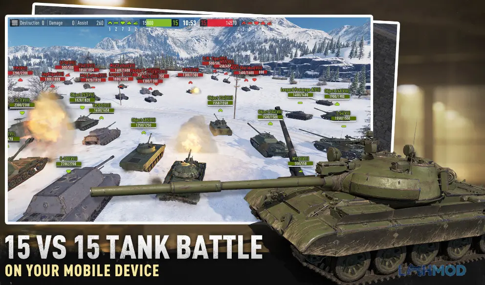 Ảnh 2 của Tải game Tank Company Apk 1.2.2 cho Android iOs Xe tăng trong môi trường sa mạc với núi đá