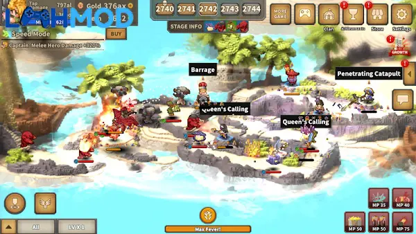 Ảnh 2 của Tap Defenders MOD APK 1.8.7 (Vô hạn tiền) Android iOS Anh hùng sử dụng kỹ năng trong trận chiến Tap Defenders