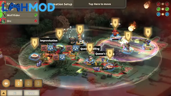 Ảnh 3 của Tap Defenders MOD APK 1.8.7 (Vô hạn tiền) Android iOS Giao diện chiến đấu của Tap Defenders