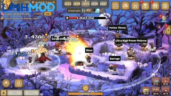 Ảnh 4 của Tap Defenders MOD APK 1.8.7 (Vô hạn tiền) Android iOS Đội hình anh hùng trong Tap Defenders