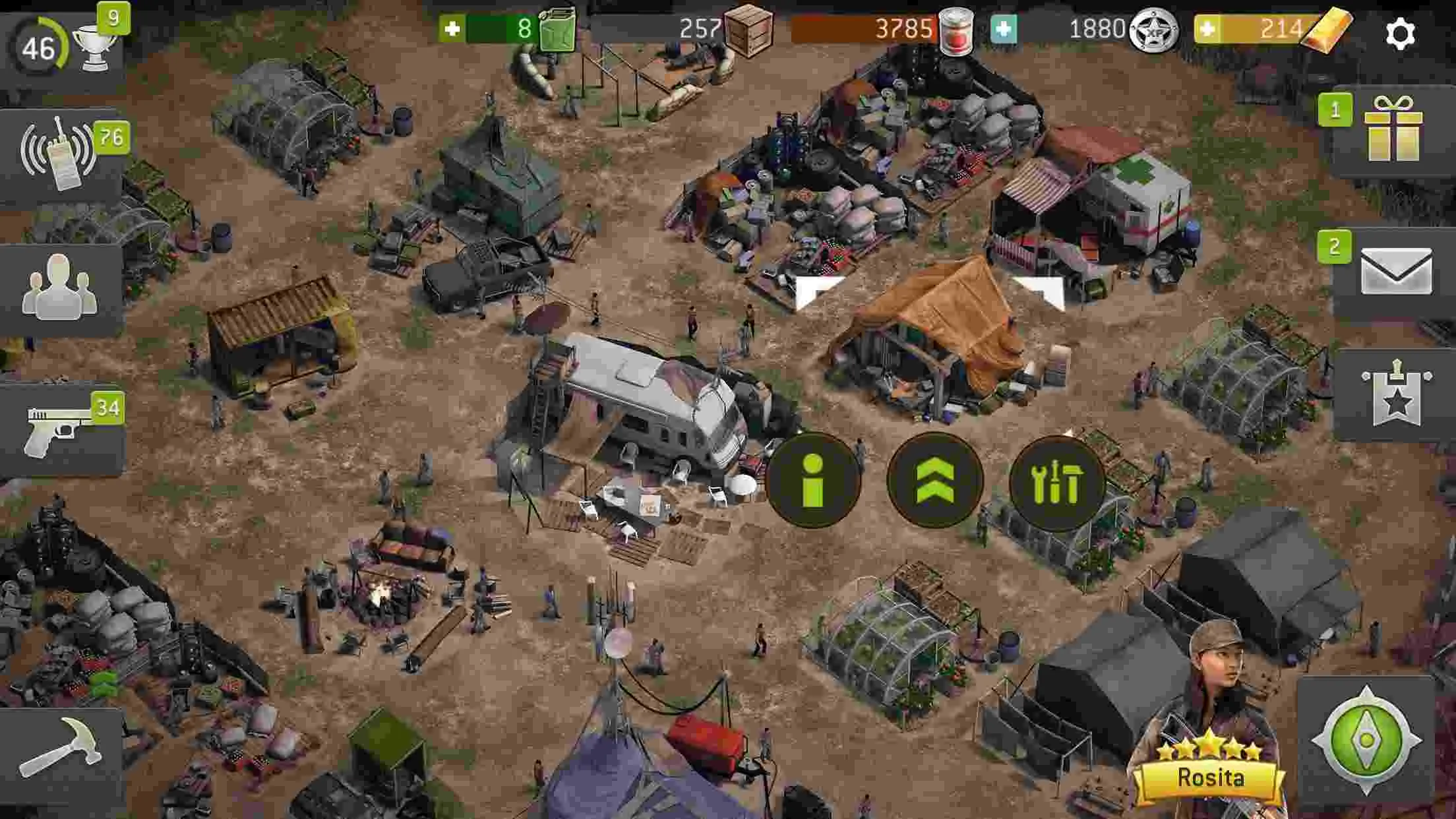 Ảnh 2 của The Walking Dead No Man’s Land Mod APK 5.0.0.337 (Sát Thương Cao/High Damage) Giao diện chính trong The Walking Dead No Man's Land Mod với căn cứ và bản đồ