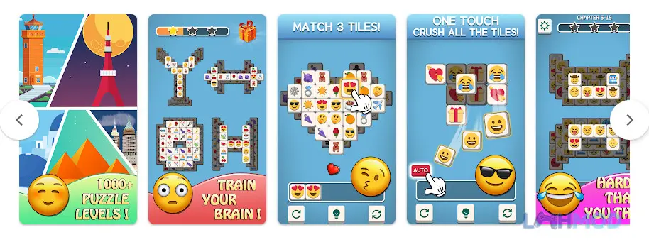 Ảnh 1 của Tải Tile Match Emoji Apk 1.081 cho Android iOs Cảnh chơi game Tile Match Emoji với các biểu tượng cảm xúc đầy màu sắc