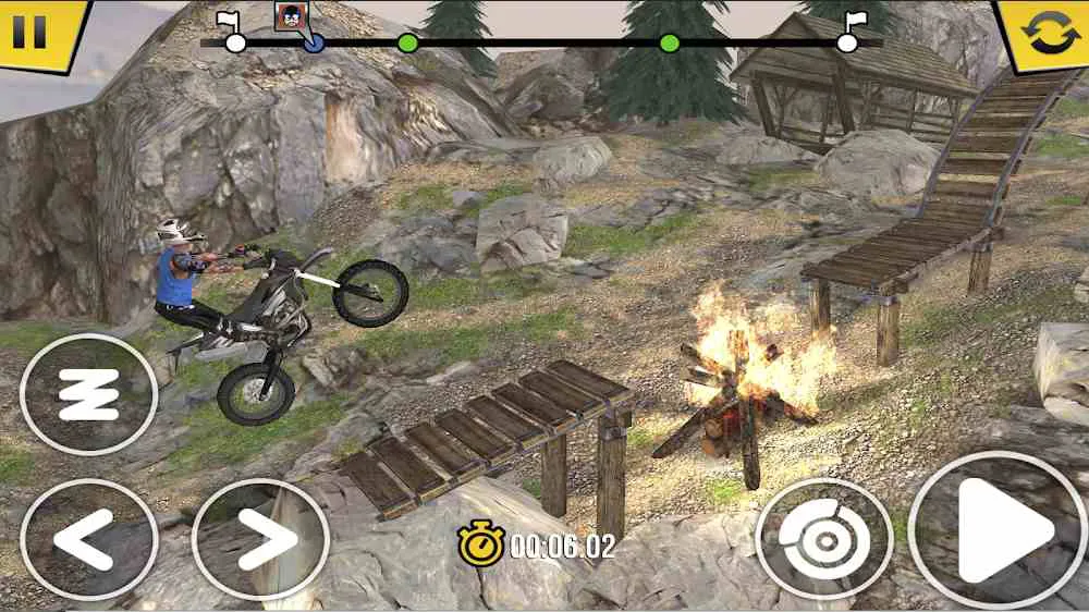 Ảnh 2 của Tải Trial Xtreme 4 Remastered Mod APK 0.8.1 (Mở Khóa Tất Cả) Người lái xe máy đang vượt chướng ngại vật trên đường đua