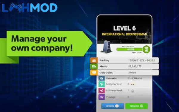 Ảnh 2 của Tycoon Business Simulator MOD APK 8.1 (Vô hạn tiền) Android iOS Màn hình xây dựng và nâng cấp cơ sở vật chất trong Tycoon Business Simulator