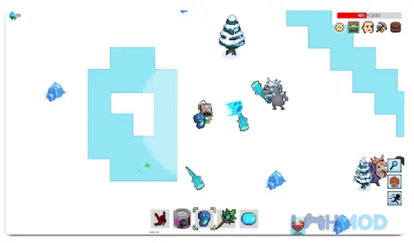 Ảnh 3 của Tải Whatcraft Mod Apk 54 (Vô hạn tiền) cho Android iOs Nhân vật Whatcraft chiến đấu với quái vật trong khu rừng