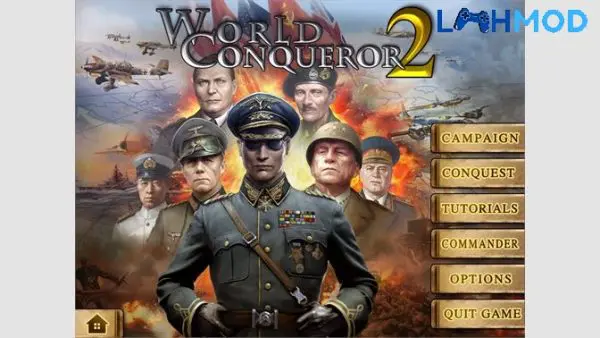 Ảnh 2 của Tải World Conqueror II Mod APK 1.3.8 (Mở khóa huân chương) Android iOS Giao diện bản đồ chiến thuật trong World Conqueror II, hiển thị các đơn vị quân sự và tướng chỉ huy