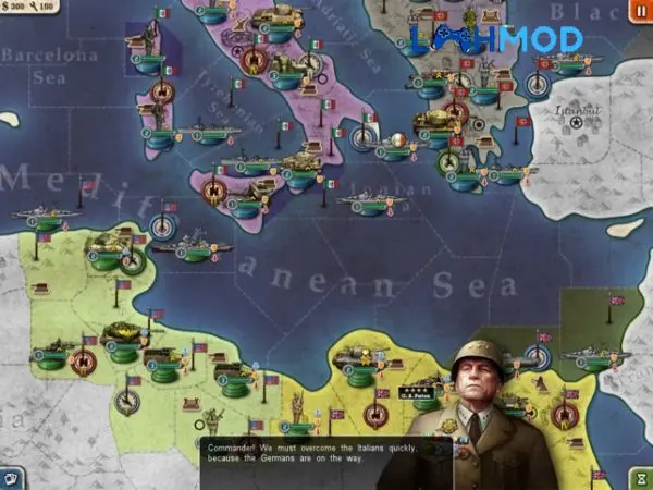 Ảnh 3 của Tải World Conqueror II Mod APK 1.3.8 (Mở khóa huân chương) Android iOS Màn hình chọn tướng và đơn vị trong World Conqueror II, thể hiện sự đa dạng của các lựa chọn chiến thuật