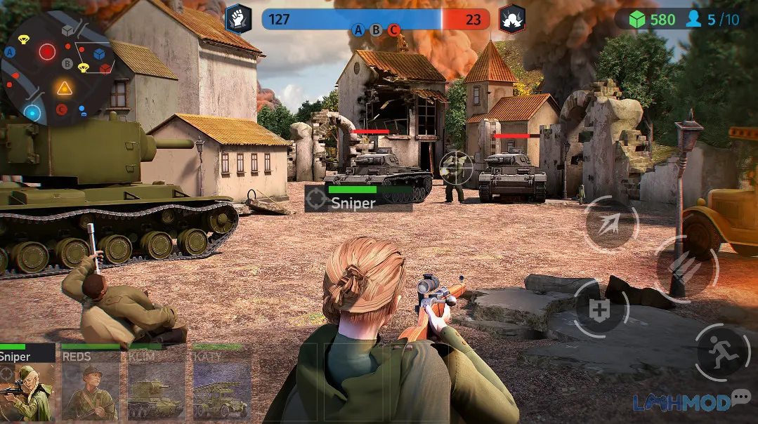 Ảnh 3 của Tải World War Armies Mod Apk 1.4.0 (Mua sắm miễn phí) cho Android iOs Xe tăng và bộ binh tấn công mục tiêu của địch