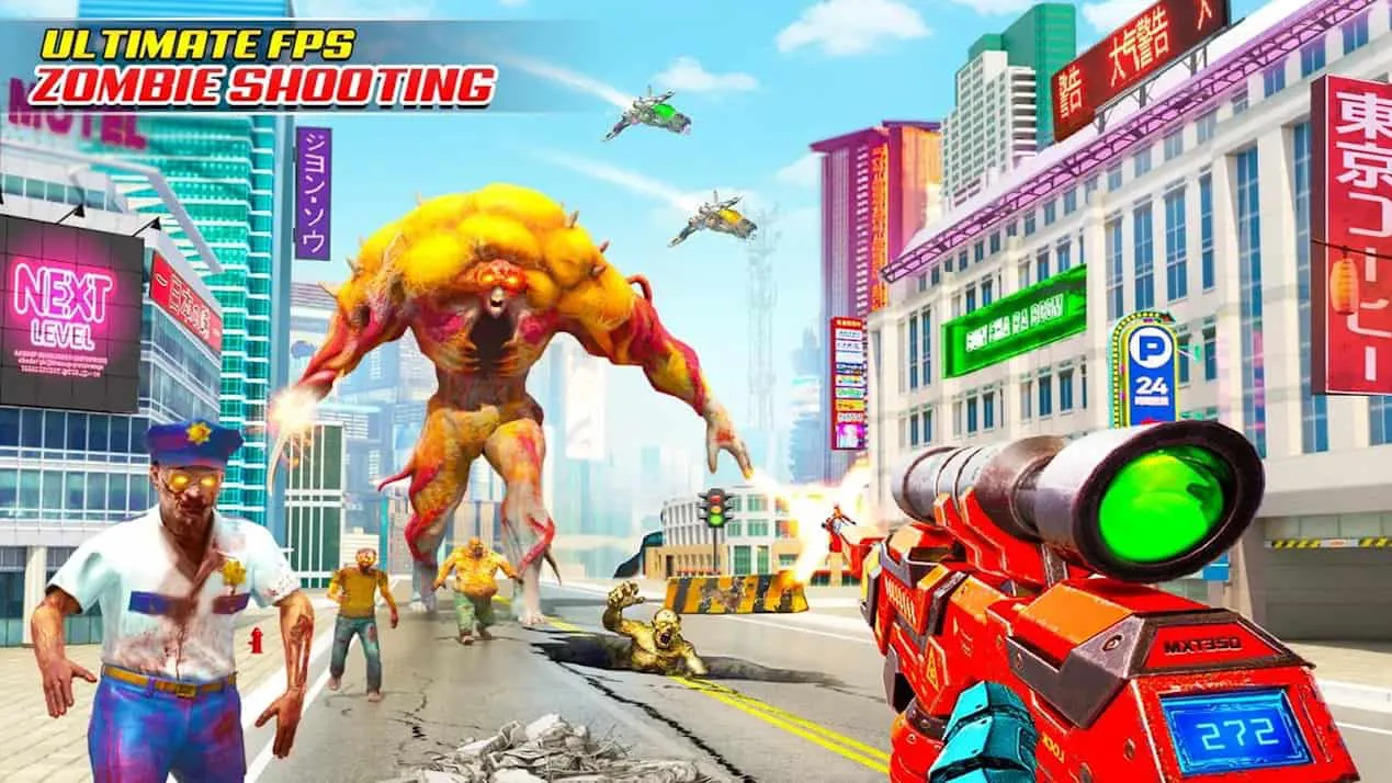 Ảnh 1 của Zombie Robot FPS Gun Shooting Mod APK 20 (Bất tử, Đóng băng địch, Xóa ADS) Robot chiến đấu giữa bầy zombie trong Zombie Robot FPS Gun Shooting