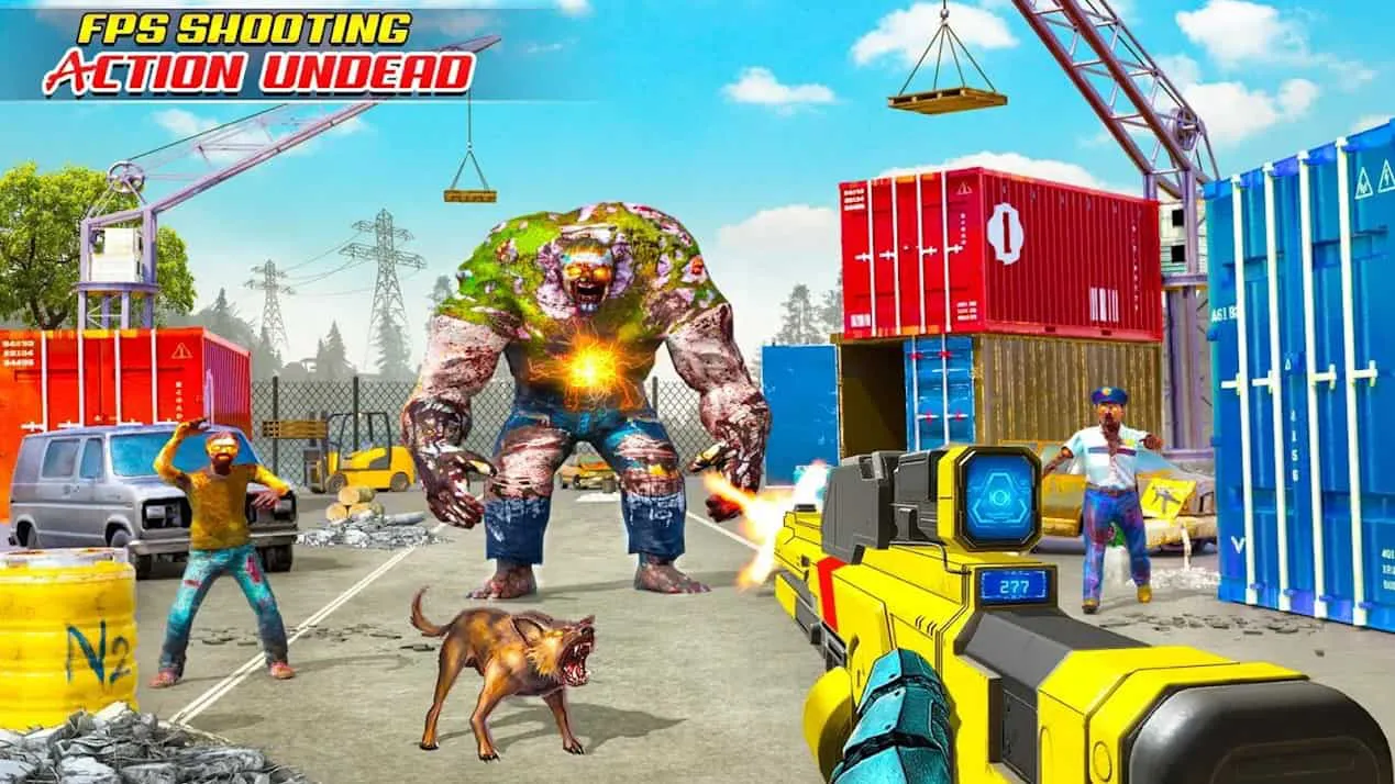 Ảnh 2 của Zombie Robot FPS Gun Shooting Mod APK 20 (Bất tử, Đóng băng địch, Xóa ADS) Cảnh robot tiêu diệt zombie bằng súng trường
