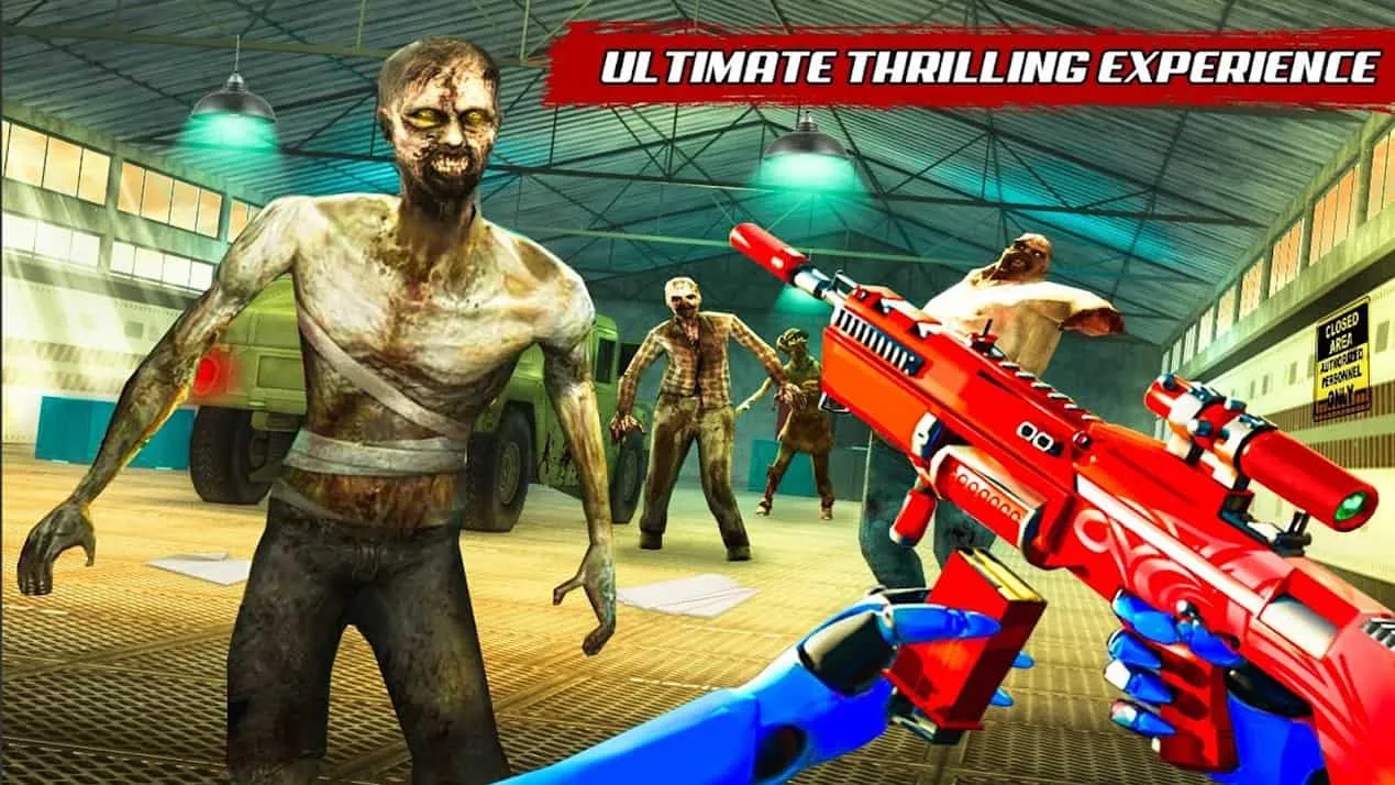 Ảnh 3 của Zombie Robot FPS Gun Shooting Mod APK 20 (Bất tử, Đóng băng địch, Xóa ADS) Giao diện chọn vũ khí và nâng cấp trong game