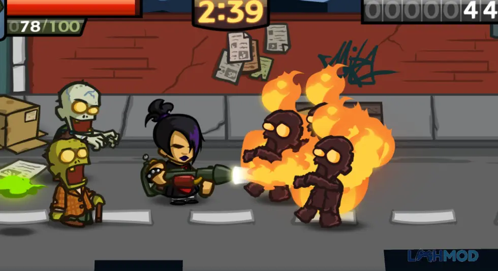 Ảnh 3 của Zombieville USA 2 Mod Apk 1.6.1 (Vô Hạn Tiền) Hai nhân vật trong game Zombieville USA 2 Mod cùng nhau đối đầu với một làn sóng zombie đông đảo