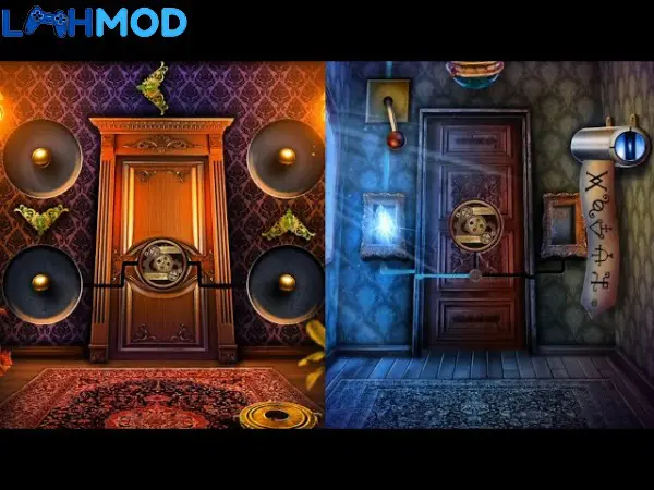 Ảnh 3 của Tải 100 Doors Challenge APK 1.3.1f6 cho Android iOS Màn hình giải đố trong 100 Doors Challenge với gợi ý và các yếu tố tương tác