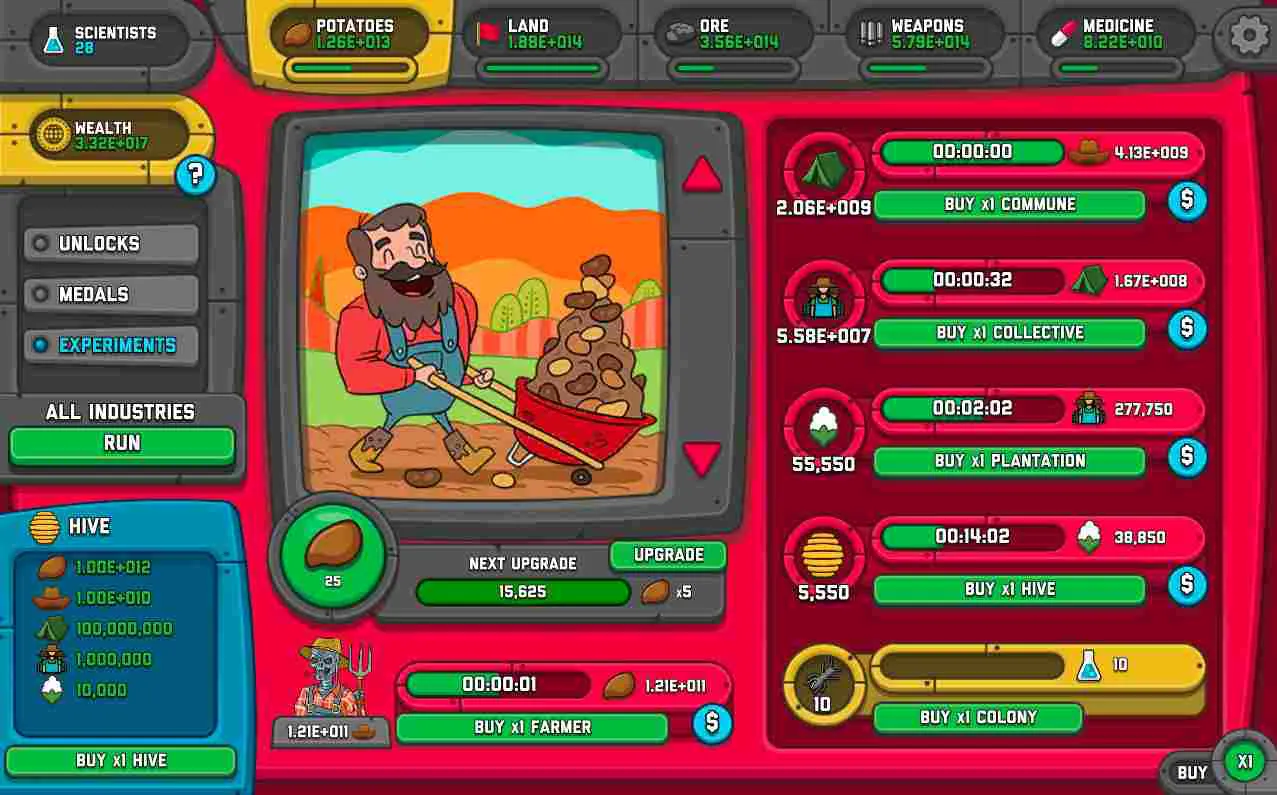 Ảnh 5 của AdVenture Communist Mod APK 6.12.0 (Menu, Nâng cấp miễn phí) Màn hình hiển thị các tùy chọn hack/mod trong AdVenture Communist, cho phép người chơi tùy chỉnh trải nghiệm