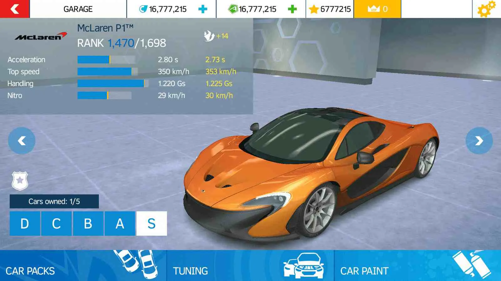 Ảnh 3 của Tải Asphalt Nitro Mod APK 24.2.0f (Menu/Vô Hạn Tiền/Full Xe) Giao diện chọn xe với nhiều mẫu siêu xe nổi bật trong game