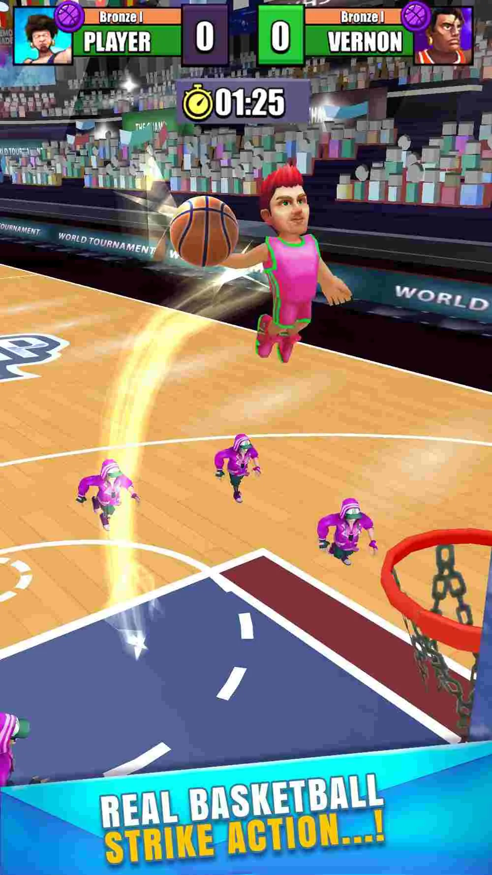 Ảnh 4 của Tải game Basketball Strike Mod APK 3.5 (Vô hạn tiền, bóng miễn phí) Alt text mô tả đội hình các cầu thủ đa dạng trong game