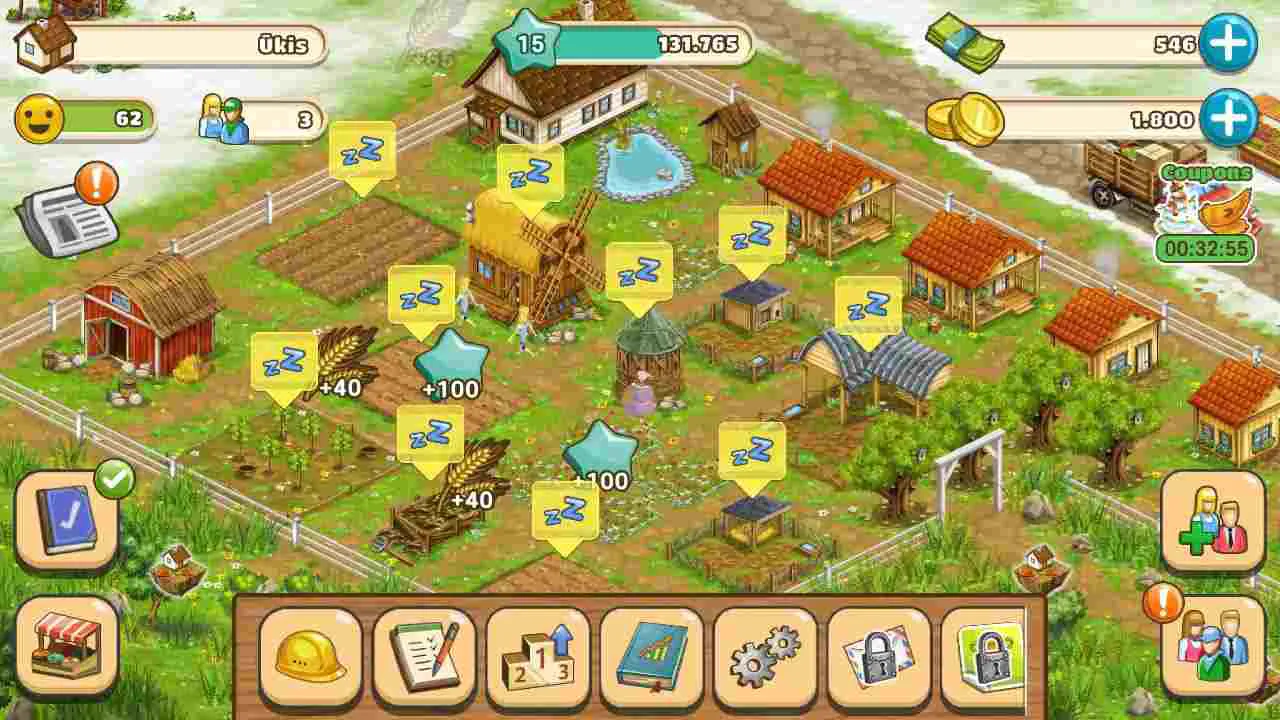 Ảnh 3 của Big Farm: Mobile Harvest Mod APK 10.4.26575 (Tiền, Gems, Hạt Giống) Người nông dân đang chăm sóc cây trồng trong game Big Farm Mobile Harvest