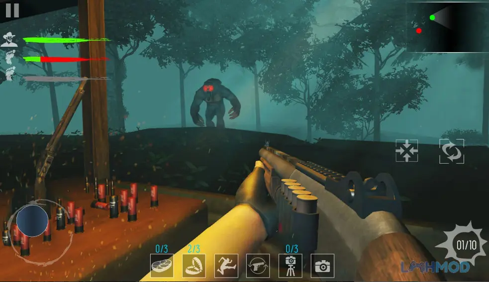 Ảnh 2 của Tải game Bigfoot Hunting Apk 1.3.9 cho Android iOs Giao diện săn bắn với súng và môi trường rừng núi