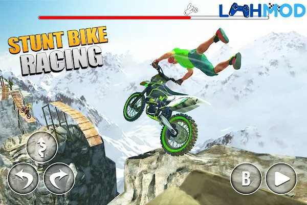 Ảnh 3 của Tải Bike Stunts APK 1.0.1 cho Android iOS Cảnh một chiếc xe máy đua đang lao đi trên đường đua gồ ghề