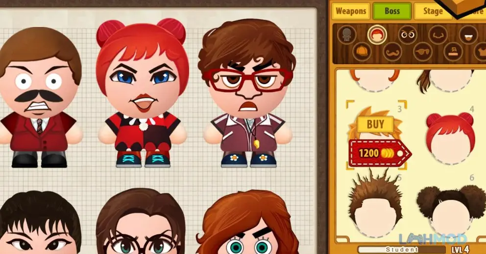 Ảnh 1 của Tải Boss 3 Mod Apk 2.0.1 (Mở khóa) cho Android iOs Cảnh chiến đấu hài hước trong game Beat the Boss 3 với vũ khí độc đáo