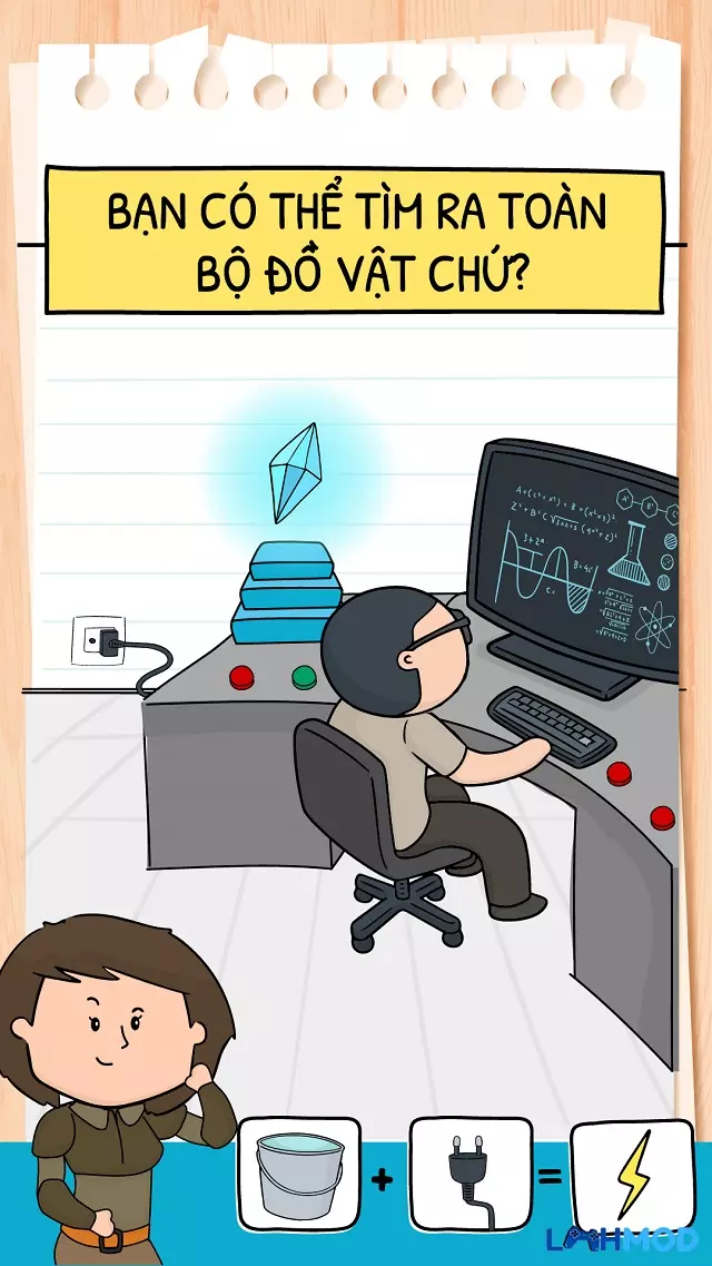 Ảnh 2 của Brain Test 3 Mod Apk 1.56.07 (Vô hạn kim cương, gợi ý) Android, IOS Nhân vật chính trong hành trình tìm kiếm viên đá thần bí của Brain Test 3 Mod