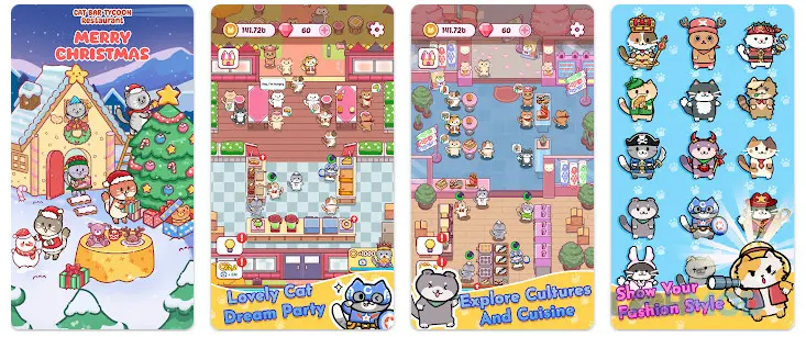 Ảnh 2 của Tải Cat Bar Mod Apk 1.0.4 (Unlimited Gems) cho Android iOs Cảnh mèo đáng yêu thưởng thức món ăn trong Cat Bar Restaurant