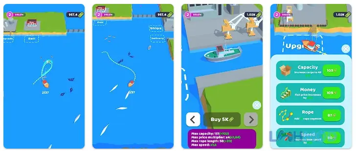 Ảnh 2 của Tải Circle the Fish Mod Apk 0.6.6 (MOD Nhận Thưởng, Gỡ QC) cho Android iOs Thuyền đang vây cá trong Circle the Fish Mod