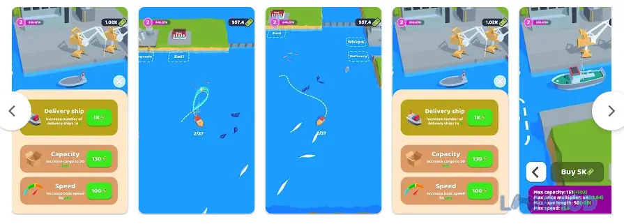 Ảnh 3 của Tải Circle the Fish Mod Apk 0.6.6 (MOD Nhận Thưởng, Gỡ QC) cho Android iOs Người chơi đang điều khiển thuyền trong Circle the Fish Mod
