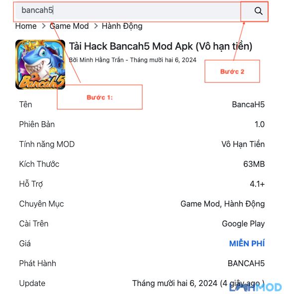 Ảnh 5 của Tải Hack Bancah5 Mod Apk (Vô hạn tiền) Hình ảnh minh họa thanh tìm kiếm Bancah5 trên LMHMOD.me