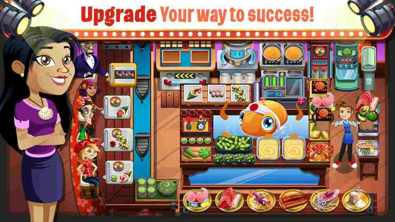 Ảnh 2 của Cooking Dash Mod APK 2.22.4 (Menu, Vô Hạn Tiền) Flo đang tiếp nhận order từ khách hàng
