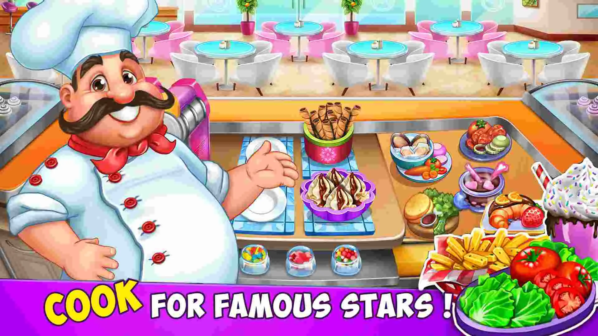 Ảnh 2 của Tải game Cooking Madness Mod APK v2.9.6 (Vô Hạn Tiền, Kim Cương) Đầu bếp đang thực hiện các thao tác nấu ăn nhanh trong Cooking Madness Mod