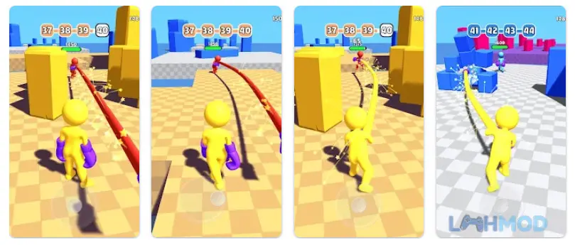 Ảnh 2 của Tải Curvy Punch 3D Mod Apk 1.15 (Vô Hạn Tiền) cho Android iOs Giao diện trong trận đấu của Curvy Punch 3D, với võ sĩ đang tung cú đấm cong