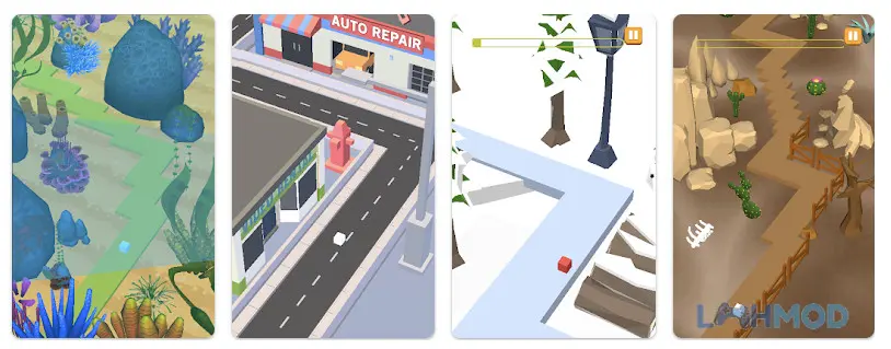 Ảnh 3 của Tải Dancing Cube Apk v2.6.3 cho Android iOs Giao diện game Dancing Cube với các chướng ngại vật và đường đi đầy màu sắc