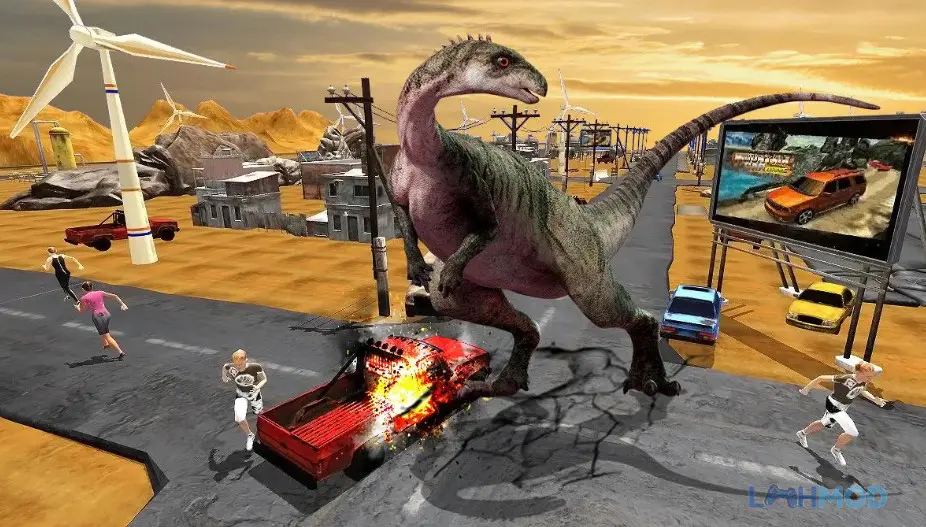 Ảnh 3 của Tải Deadly Dinosaur Attack Apk 4.8 cho Android iOs Deadly Dinosaur Attack cảnh khủng long càn quét đường phố