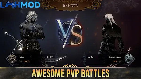 Ảnh 2 của Demon Hunter: Shadow World MOD APK 60.80.11.0 (God Mode) Giao diện chọn nhân vật và nâng cấp trang bị trong Demon Hunter: Shadow World