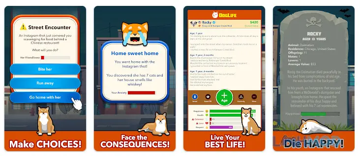 Ảnh 4 của Tải DogLife BitLife Dogs Mod Apk 1.6.2 (Top Dog) cho Android iOs Chú chó đáng yêu đang chạy nhảy trên bãi cỏ xanh