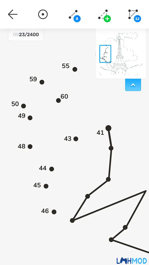 Ảnh 2 của Tải game Dot to Dot: Connect the Dots Apk 2.0.0.391 Giao diện game Dot to Dot với các chấm số đang chờ nối