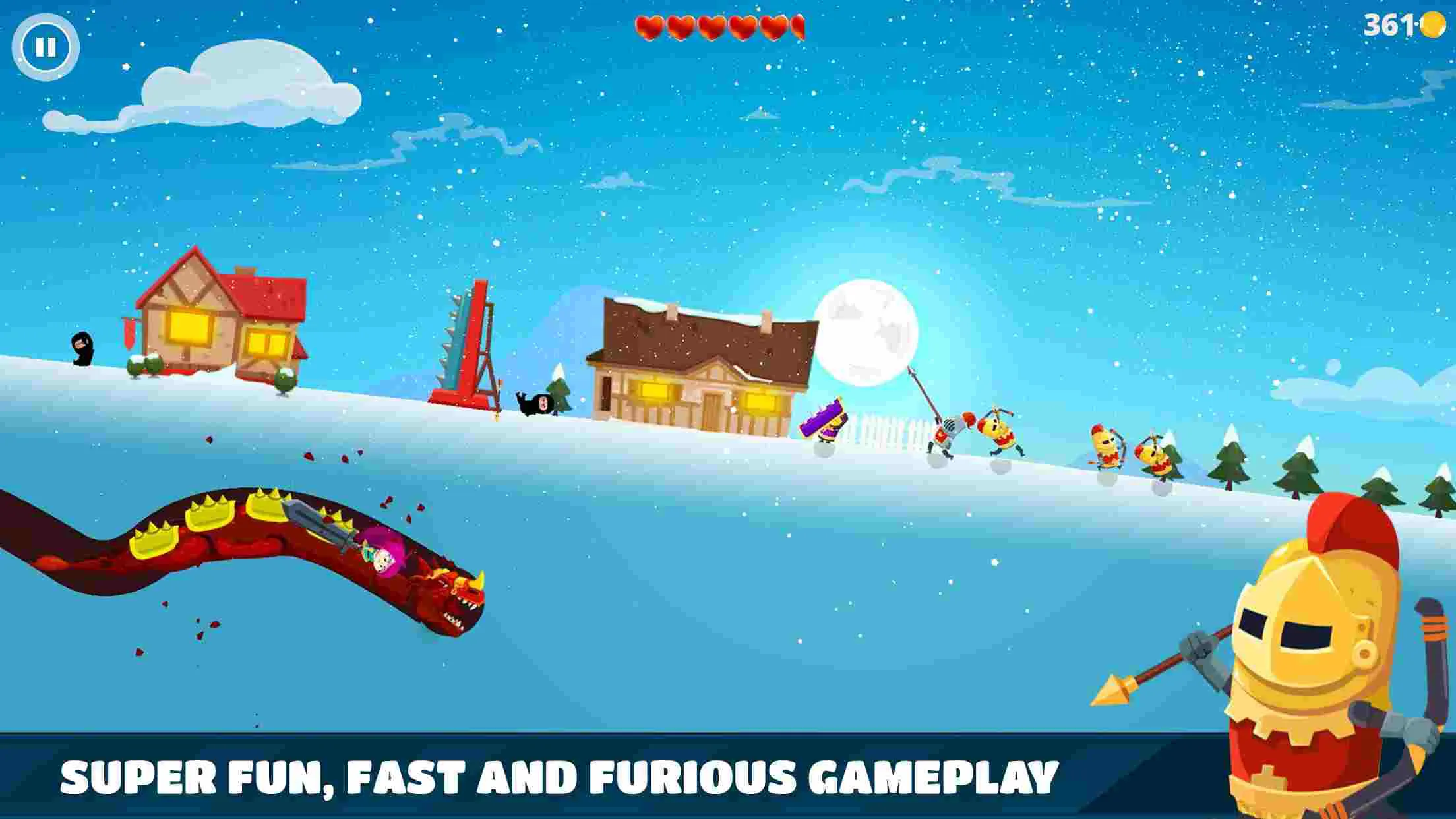 Ảnh 1 của Tải game Dragon Hills Mod APK 1.4.4 (Menu, Vô Hạn Coins) Cảnh công chúa cưỡi rồng bay lượn trên không và càn quét kẻ thù