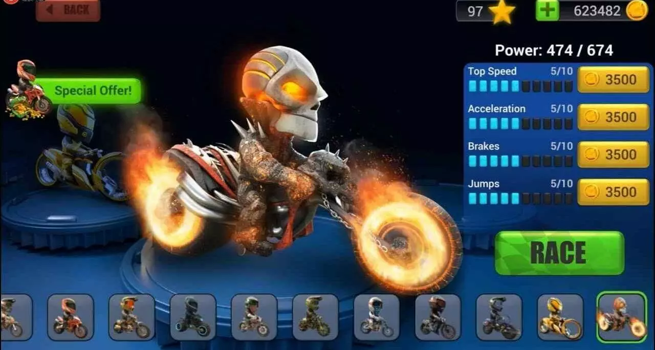 Ảnh 5 của Tải game Elite Trials Mod APK 1.0.42 (Vô Hạn Tiền) Chân dung một tay đua xe máy cùng chiếc xe của mình