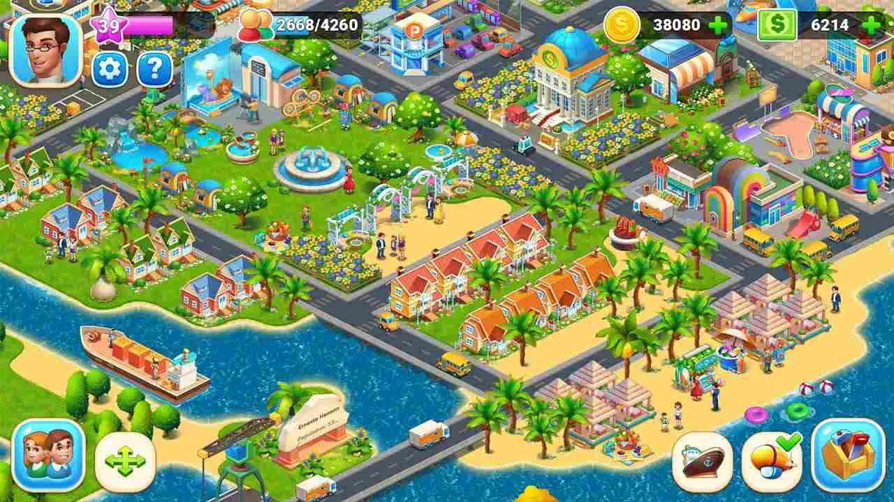 Ảnh 2 của Tải game Farm City Mod APK 2.9.73 (Vô hạn tiền) Giao diện Farm City Mod với cây trồng và nhà máy chế biến