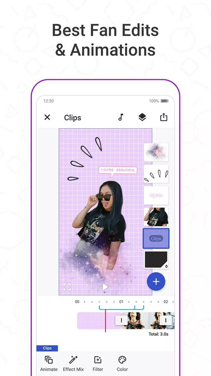 Ảnh 2 của Tải App Funimate Mod APK 12.6 (Mở Khóa Pro) Sơ đồ bố cục các công cụ và hiệu ứng trong ứng dụng Funimate