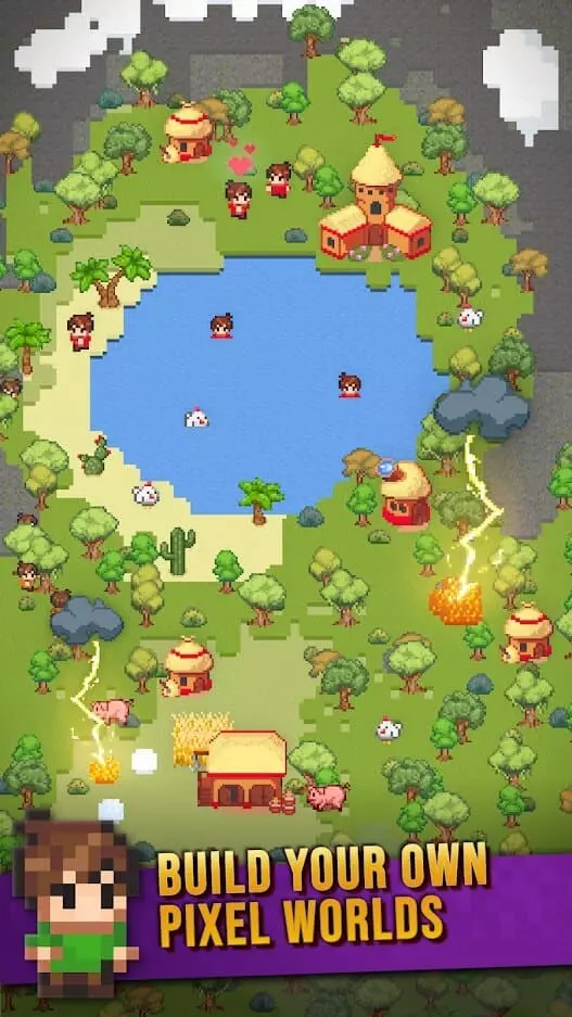 Ảnh 2 của Tải game Galactory Mod APK 1.8.1 (Vô hạn tiền) Cảnh quan thế giới Galactory với các công trình và cây cối