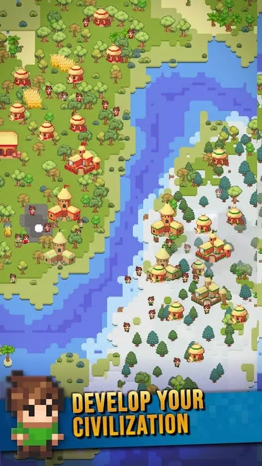 Ảnh 3 của Tải game Galactory Mod APK 1.8.1 (Vô hạn tiền) Giao diện game Galactory Mod với các tùy chọn xây dựng và yếu tố thiên nhiên