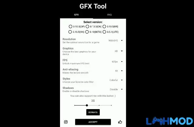 Ảnh 1 của Tải ứng dụng GFX Tool Mod Apk 10.2.2 (mở khóa Premium) cho Android, IOS Màn hình giao diện tùy chỉnh của GFX Tool