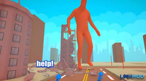 Ảnh 1 của Tải Giant Wanted MOD APK 1.1.28 (Vô hạn tiền) Android iOS Người hùng bắn tỉa đang ngắm bắn một tên khổng lồ phá hoại thành phố