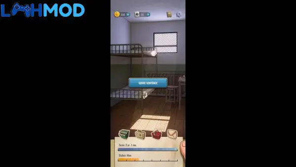 Ảnh 2 của Hoosegow: Prison Survival MOD APK 2.0.10 (Vô hạn tiền) Màn hình lựa chọn hành động của tù nhân trong Hoosegow Prison Survival
