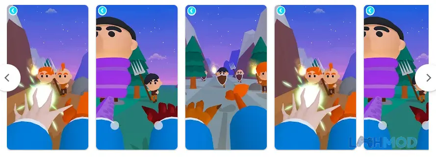 Ảnh 3 của Human Hunter Mod Apk v0.2.9 (Vô Hạn Tiền) Quái vật trong Human Hunter Mod đang đối mặt với một nhóm dân làng