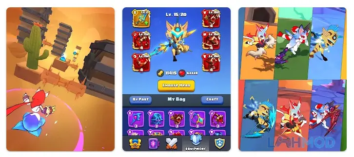 Ảnh 3 của Tải Kinja Run Mod Apk 1.9.0 (Attack Multiplier, God Mode) cho Android iOs Nhân vật mèo ninja sử dụng vũ khí bắn súng trong Kinja Run