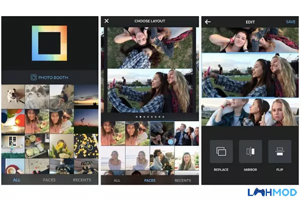 Ảnh 4 của Tải Layout from Instagram APK 1.3.11 cho Android iOS Alt text mô tả một điện thoại đang hiển thị giao diện Layout from Instagram
